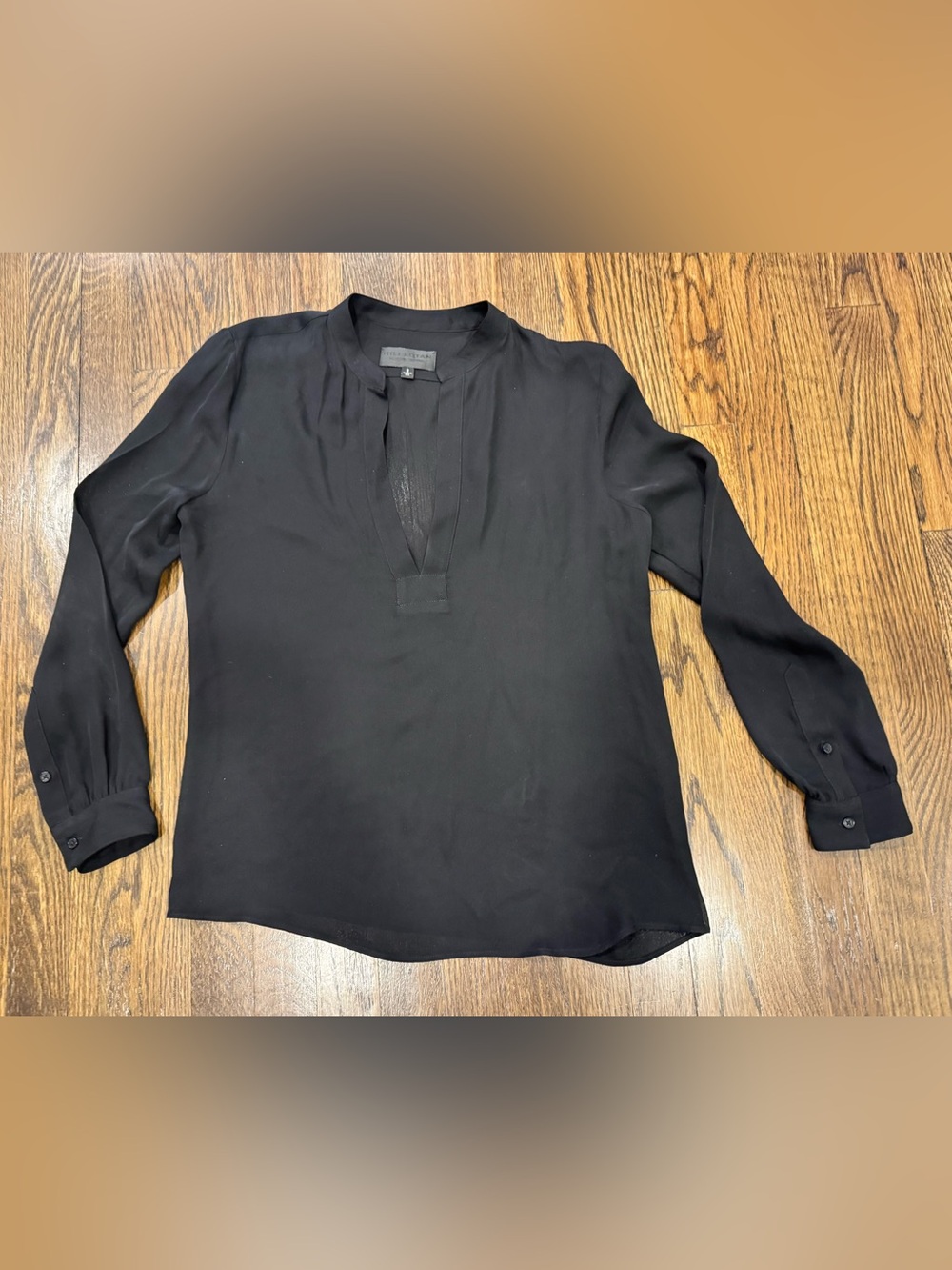 Nili Lotan Black Long Sleeve Silk Blouse